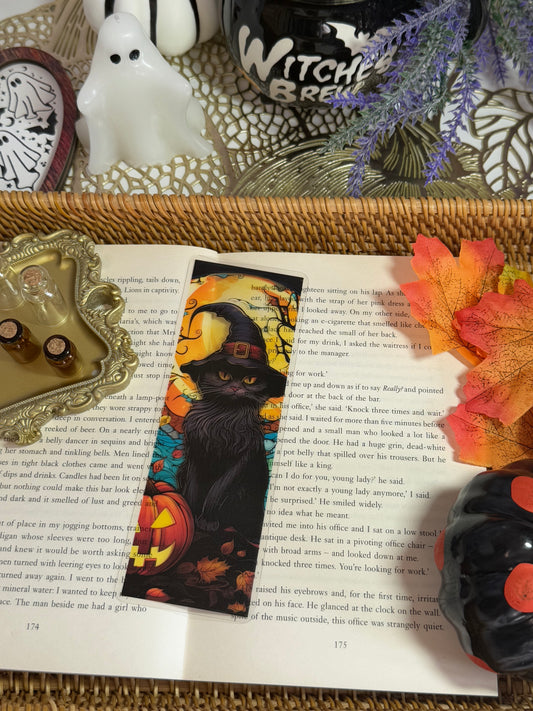 Stained Glass Style Witchy Cat Bookmark