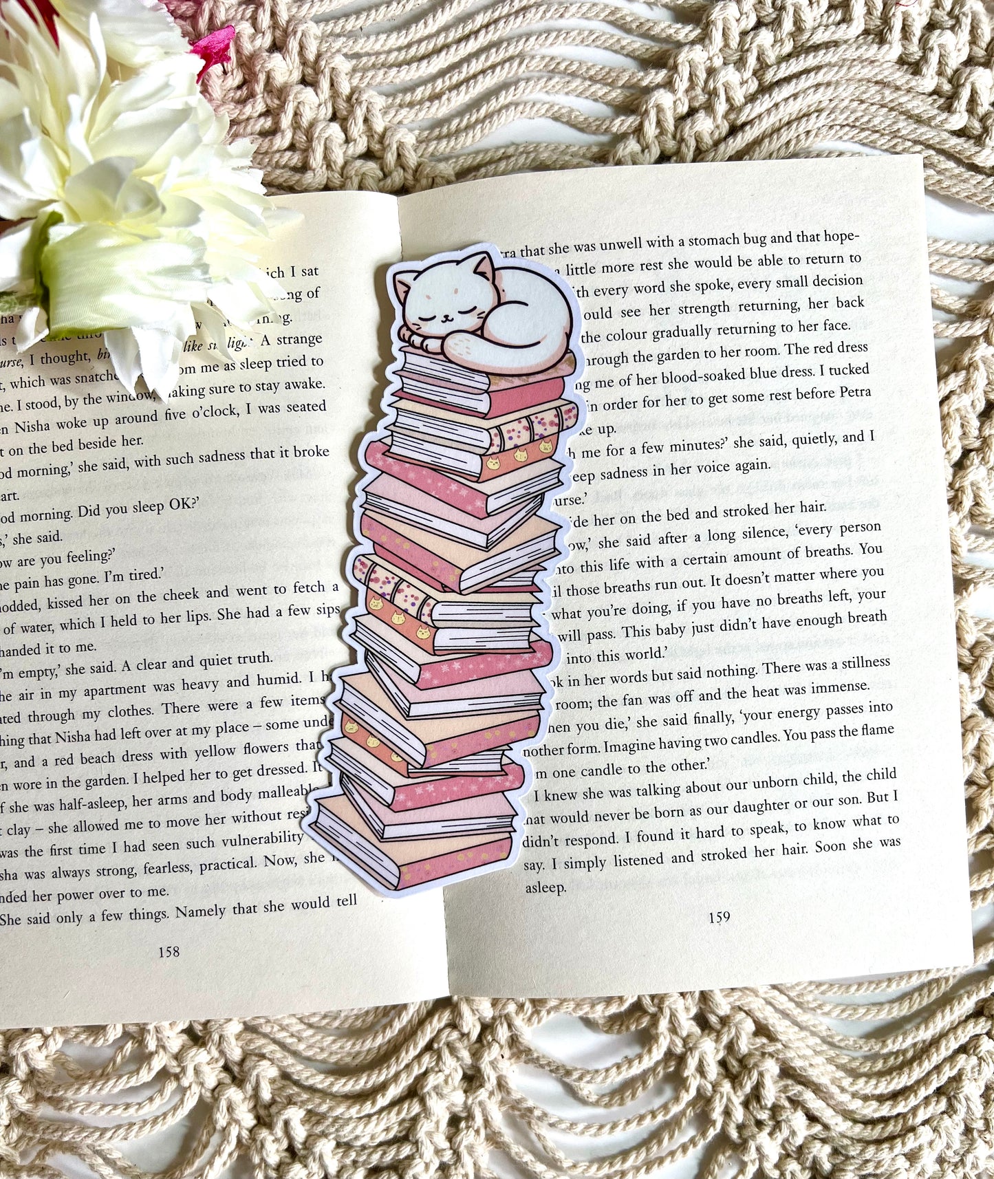 Cat Bookstack Die Cut Bookmark