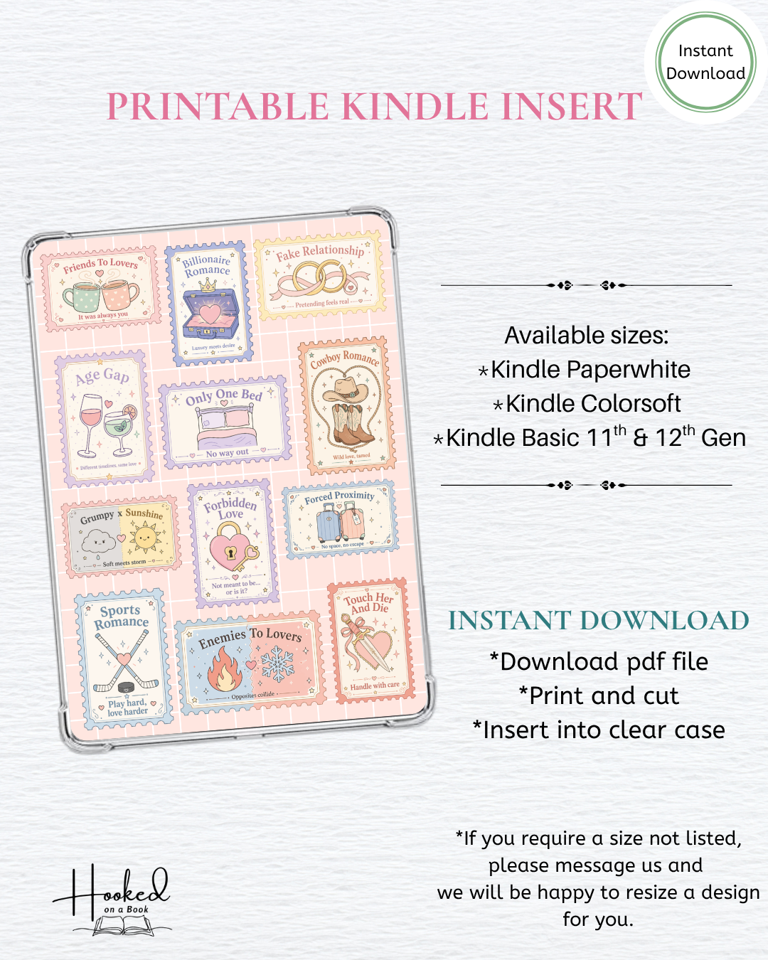 Printable Kindle Insert - Bookish Stamps