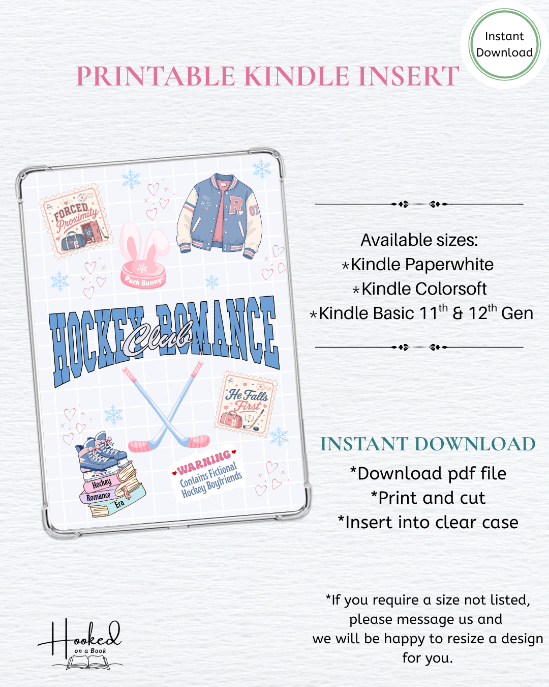 Printable Kindle Insert - Hockey Romance