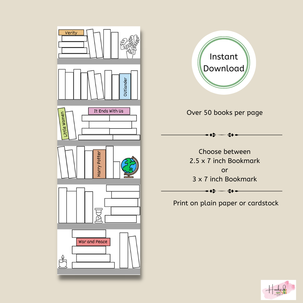 Printable bookshelf bookmark/Book Tracker