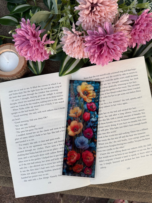 Stained Glass Style Flower Garden Bookmark
