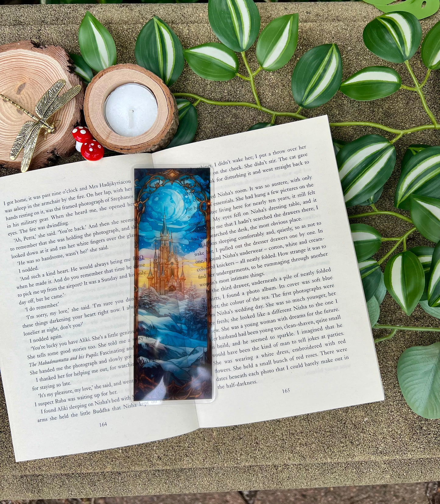 Stained Glass Style Blue Castle Bookmark