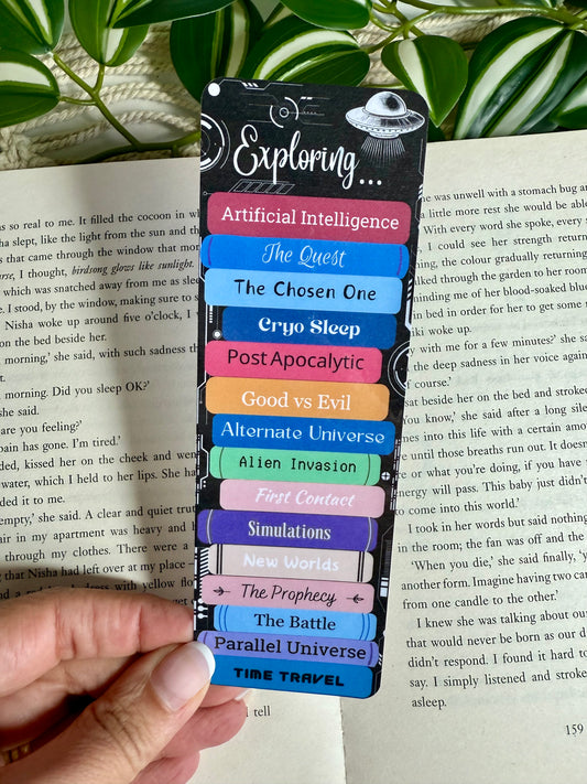 Sci-Fi/Dystopian Tropes Book Stack Bookmark