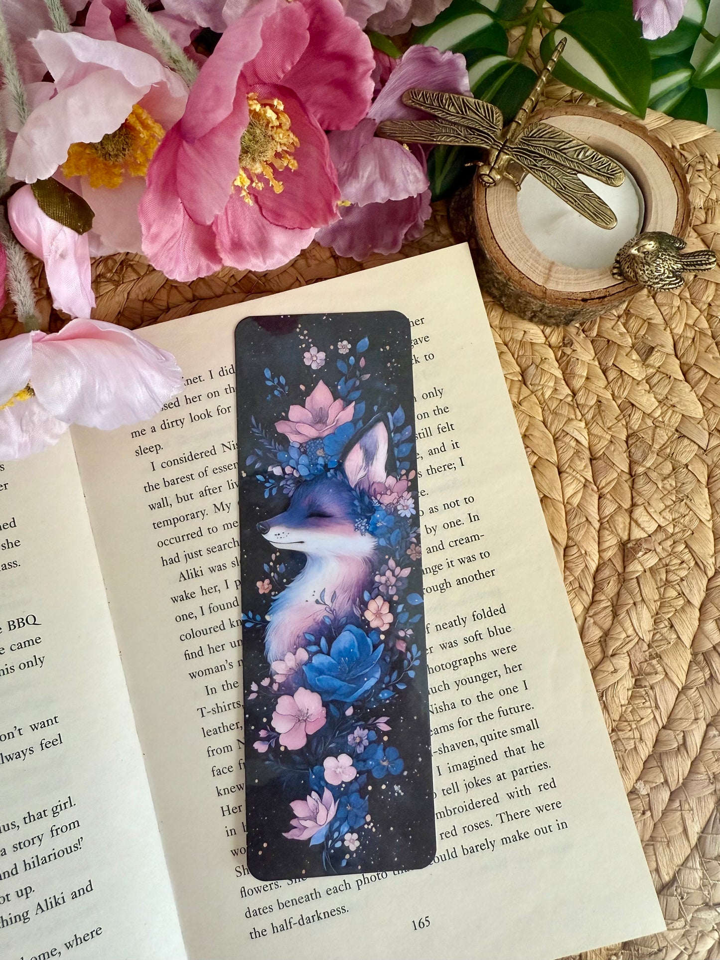 Night Floral Fox Bookmark