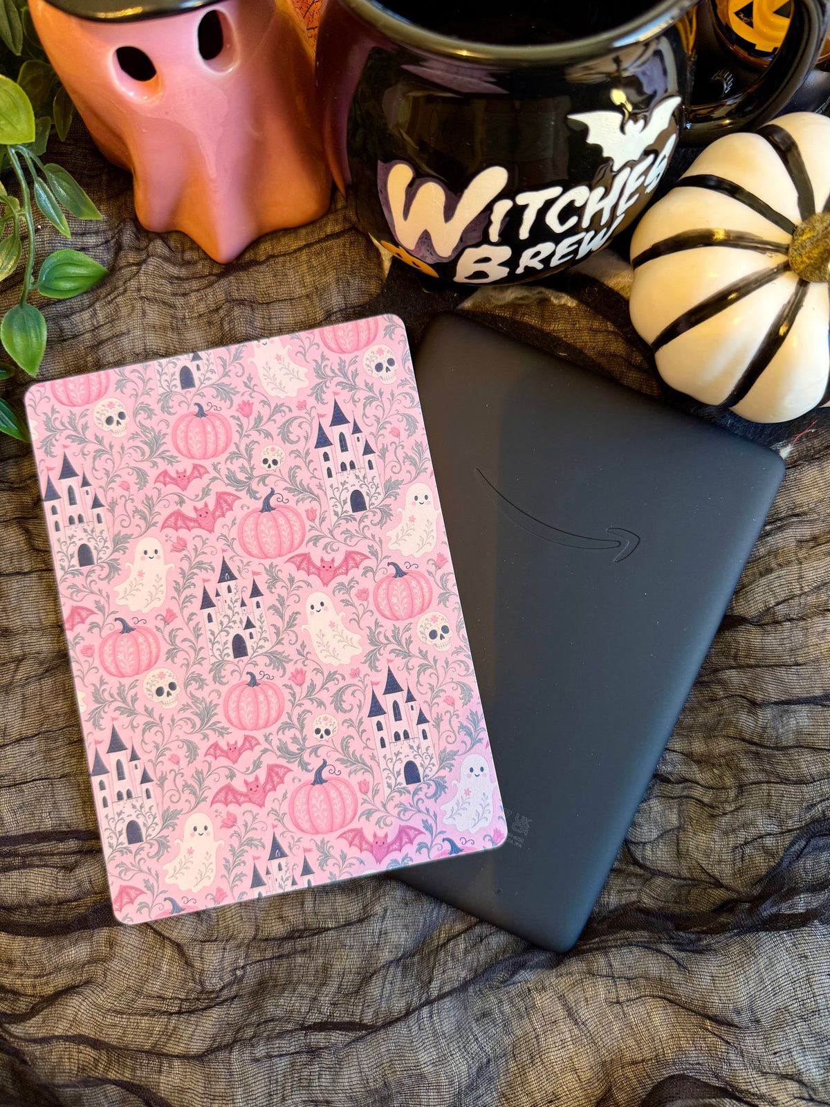 Kindle Insert - Pink Floral Ghosts
