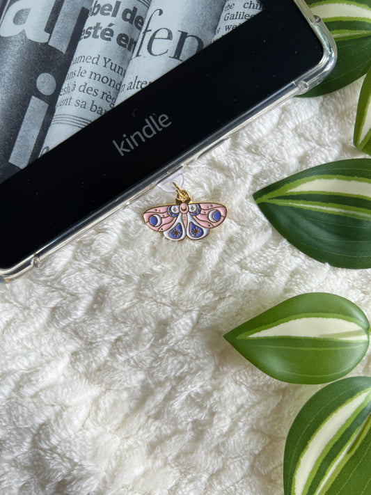 Kindle / E-Reader Charm Pink Luna Moth