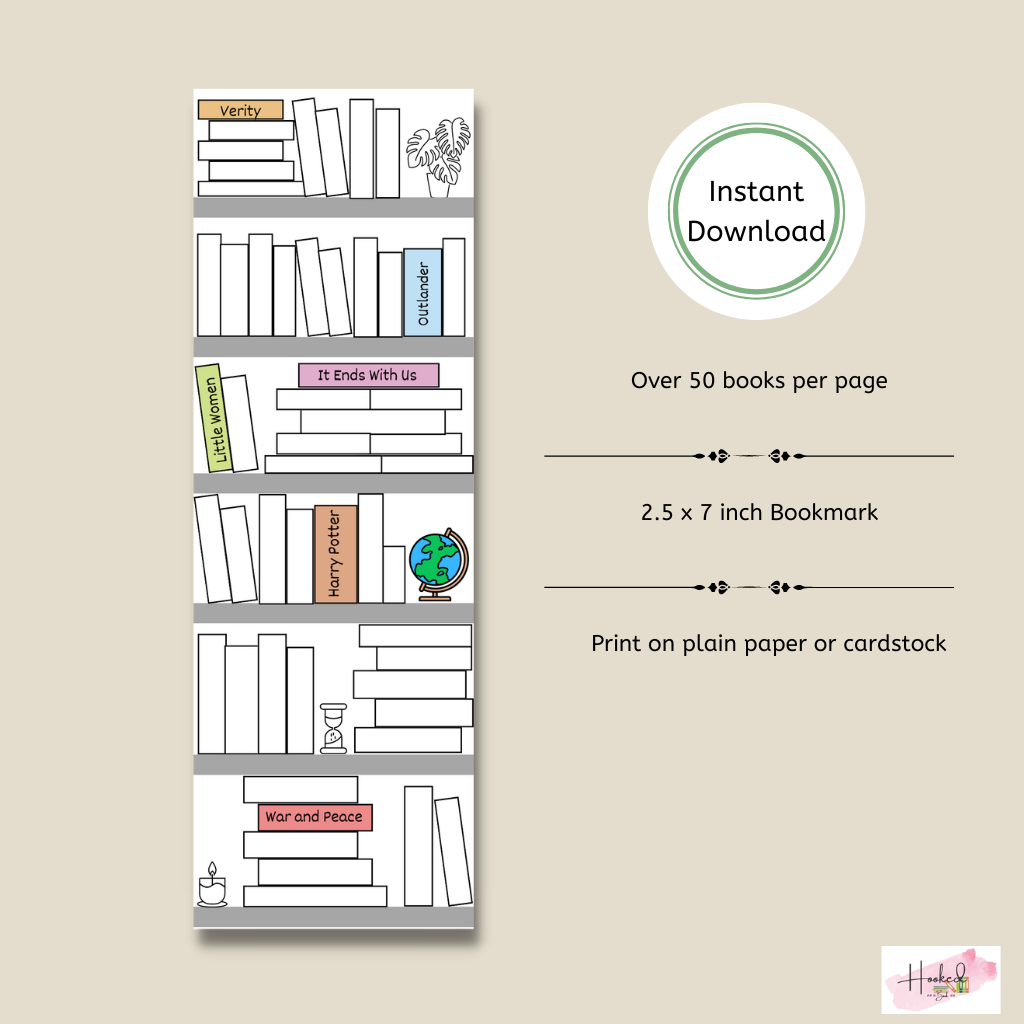 Printable bookshelf bookmark/Book Tracker