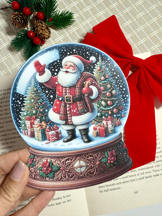 Santa Snow Globe Die-Cut Bookmark
