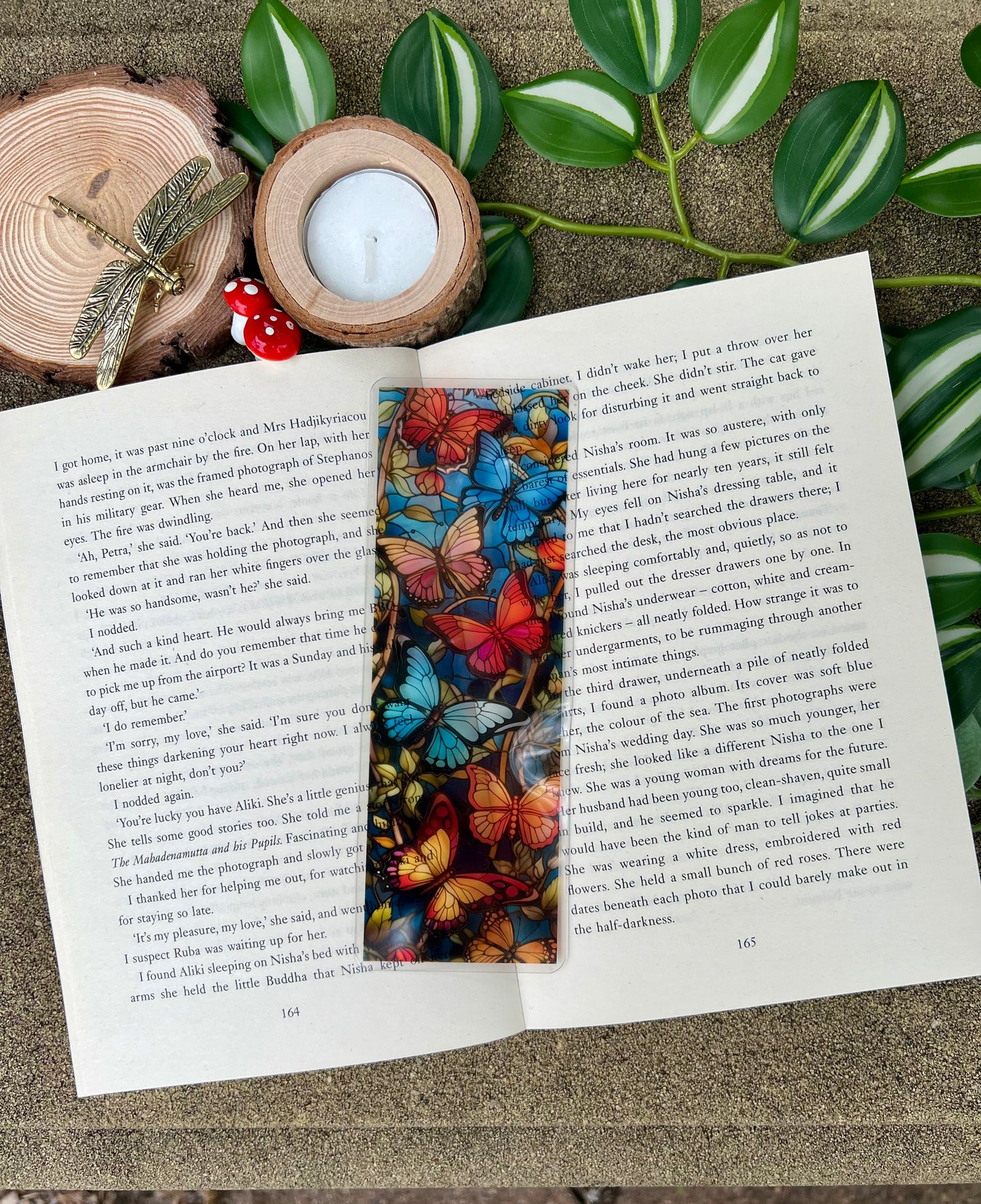Stained Glass Style Butterflies Bookmark
