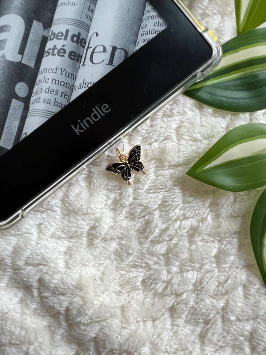 Kindle / E-Reader Charm Black Butterfly