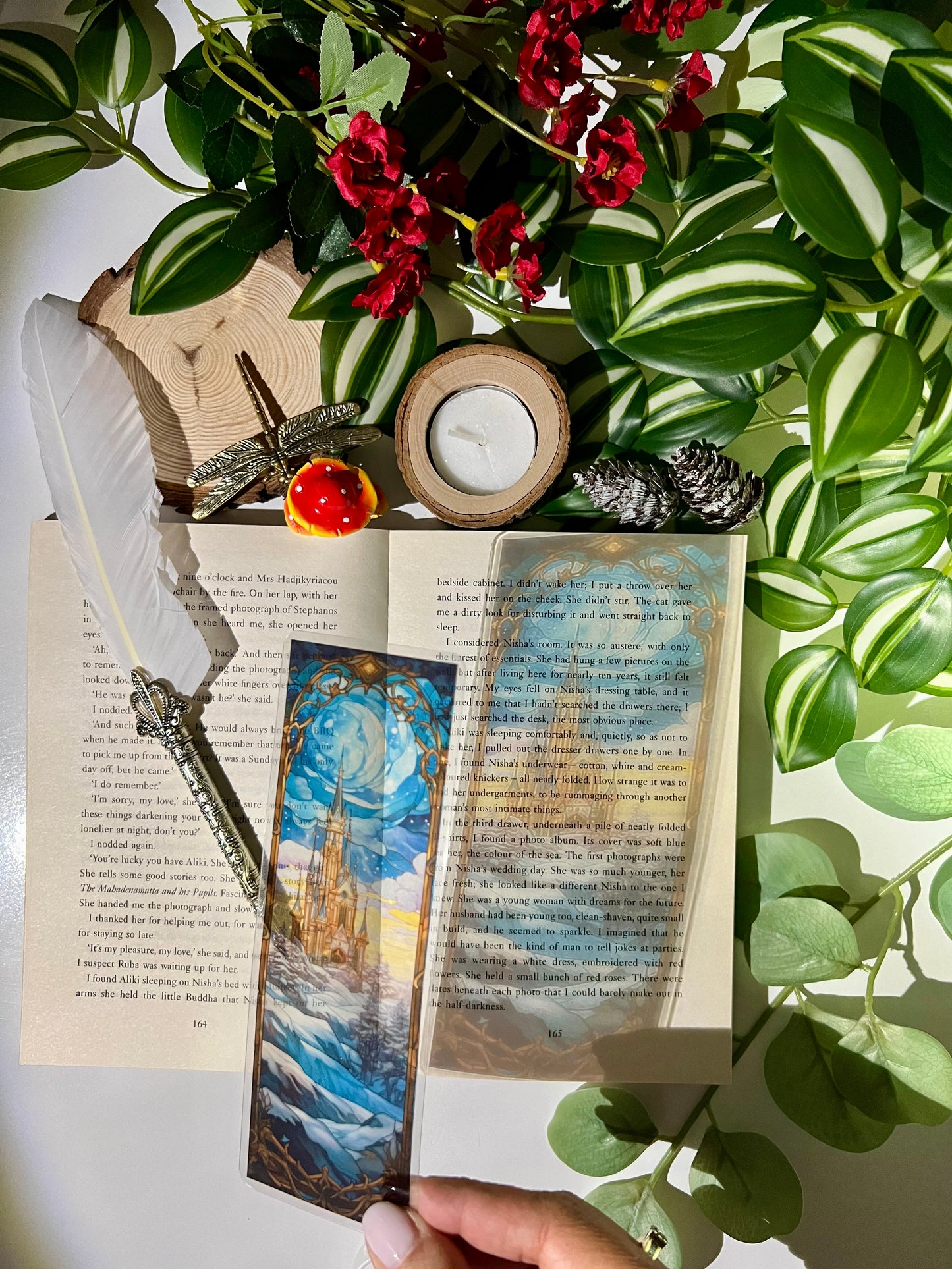 Stained Glass Style Blue Castle Bookmark