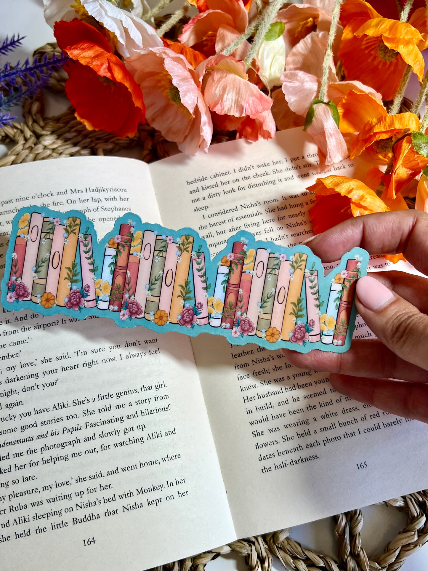 Floral Bookshelf Die Cut Bookmark