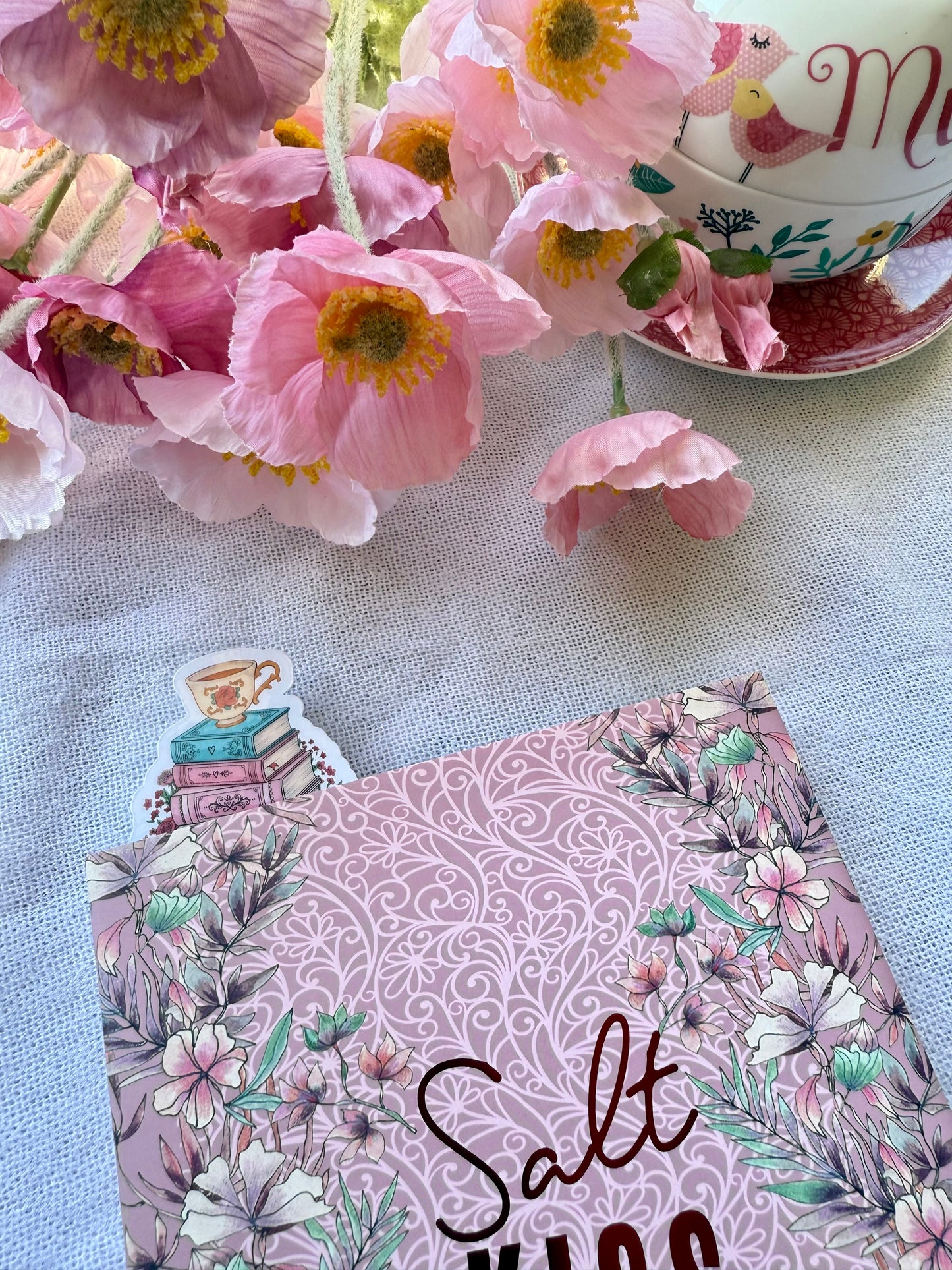 Tea and Books Die Cut Bookmark