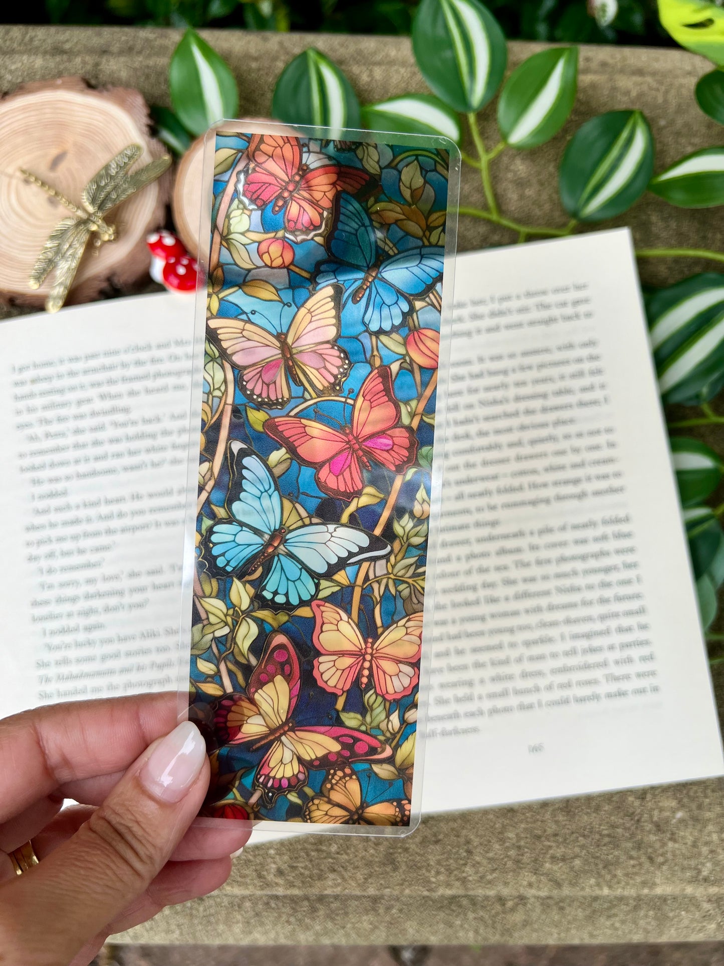 Stained Glass Style Butterflies Bookmark