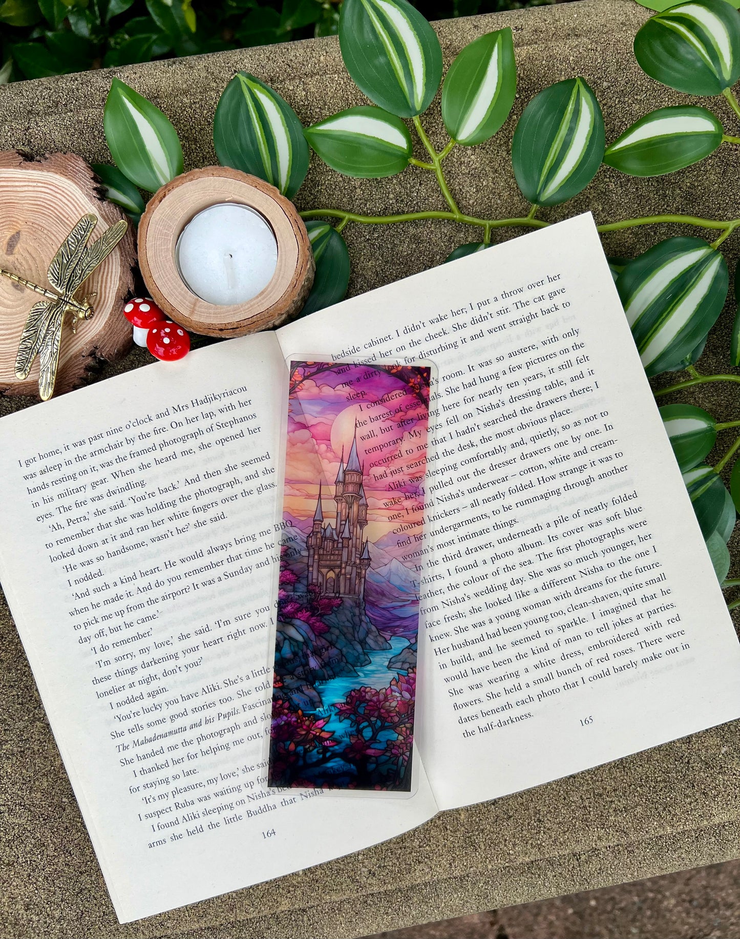 Stained Glass Style Pink Castle Bookmark