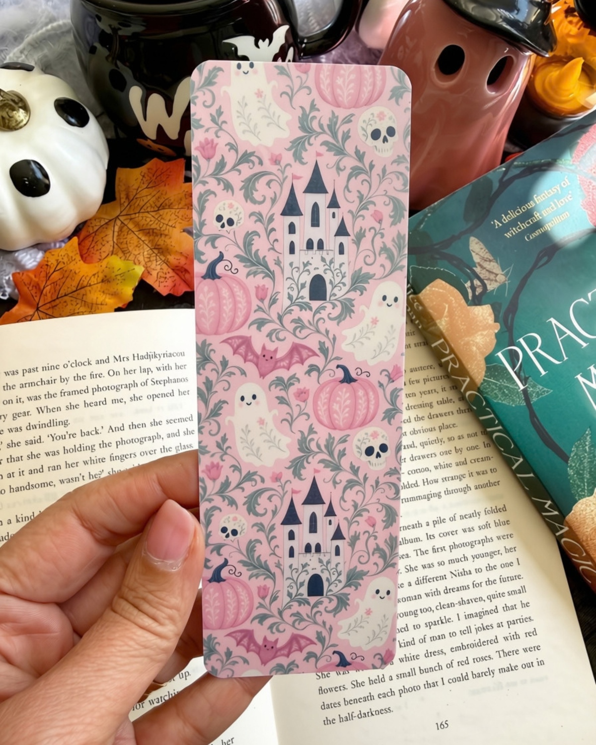 Pink Floral Ghosts Bookmark
