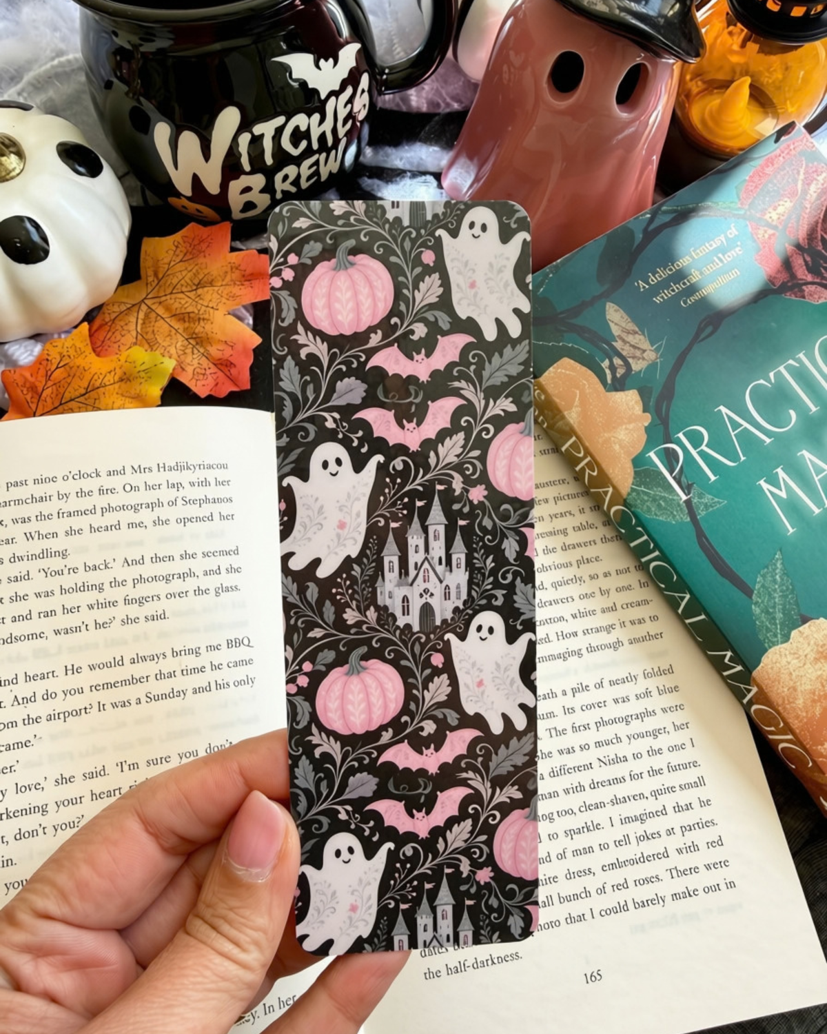 Black Floral Ghosts Bookmark