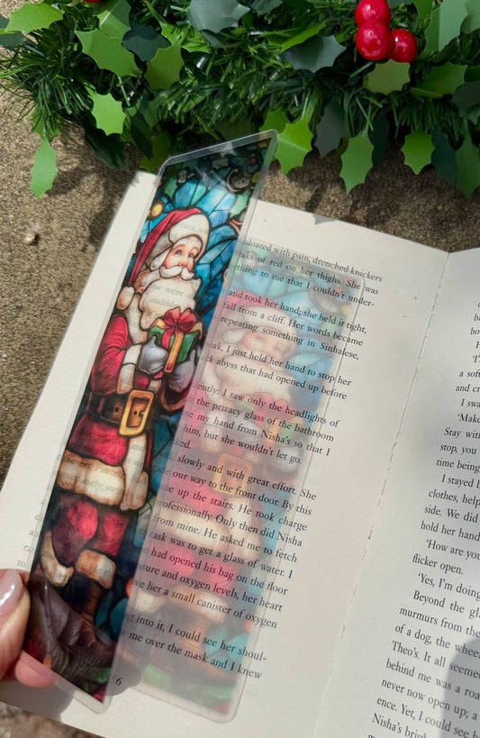 Stained Glass Style Santa Bookmark