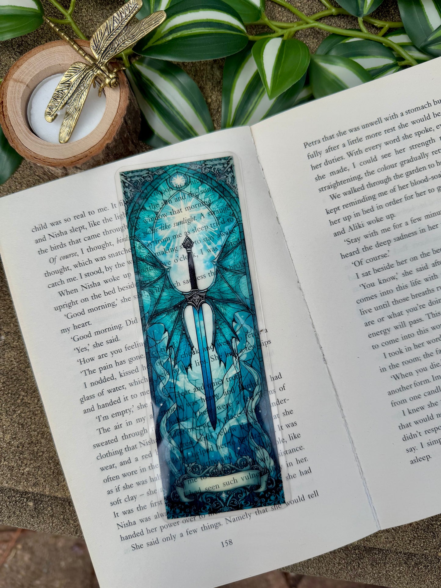 Stained Glass Style Dragon Sword Bookmark