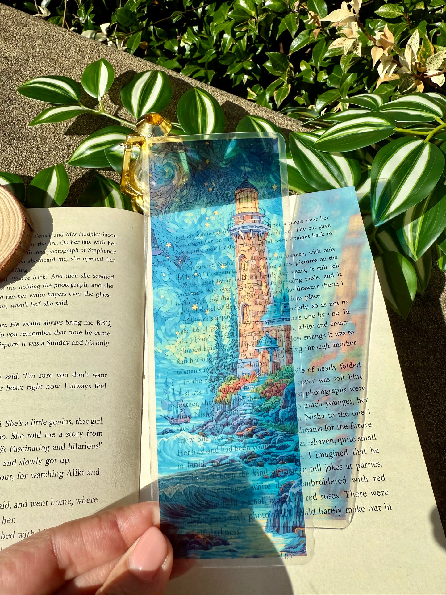 Stained Glass Style Lighthouse Bookmark