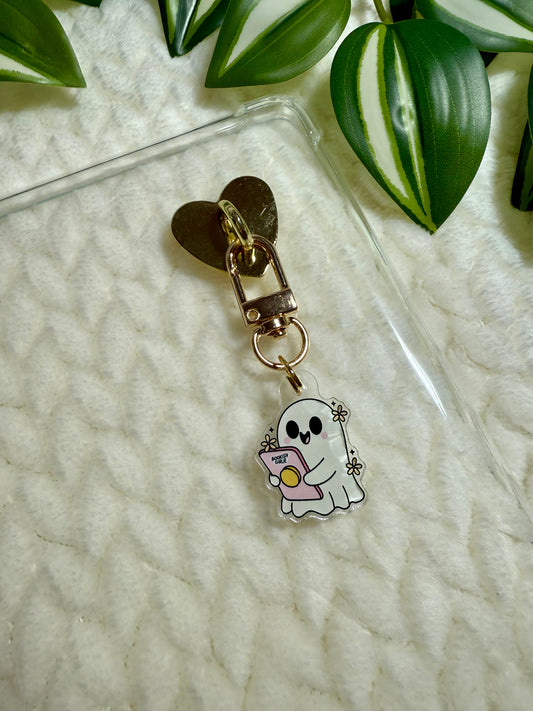 Kindle / E-Reader Charm Clip On - Bookish Ghost
