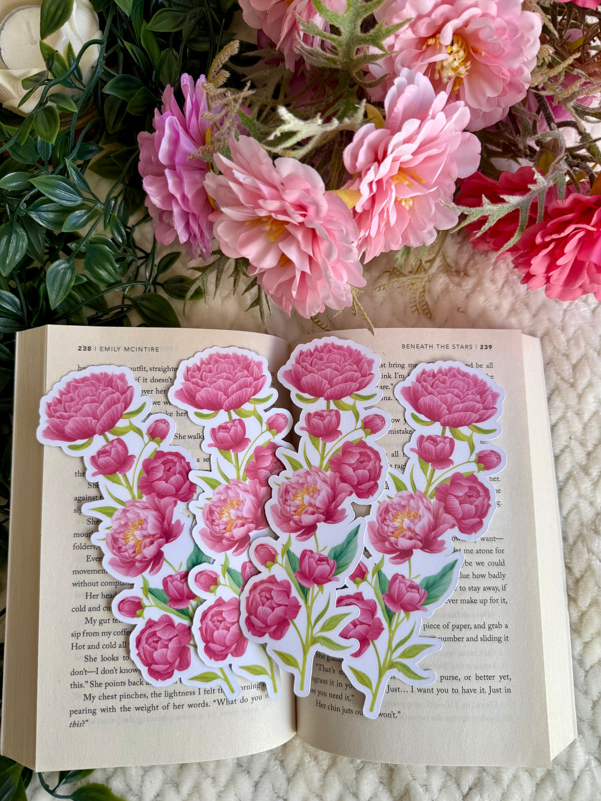 Peony Die Cut Bookmark