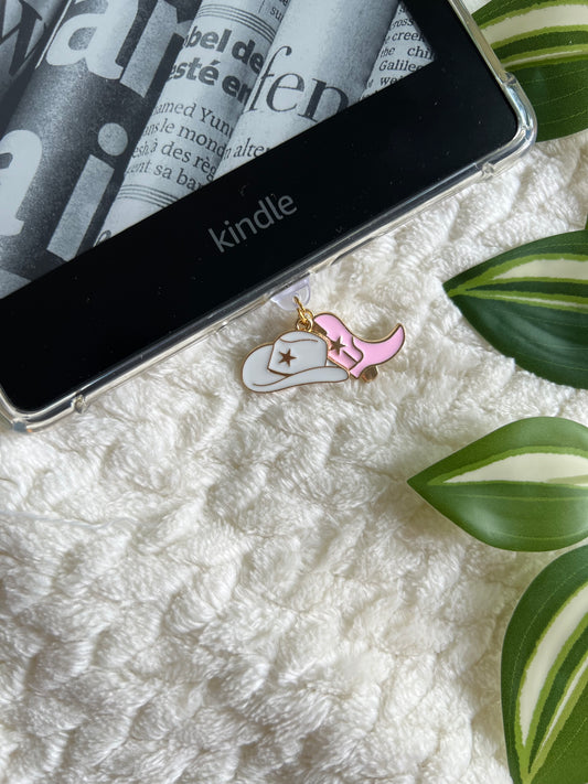 Kindle / E-Reader Charm Cowboy Hat and Boots