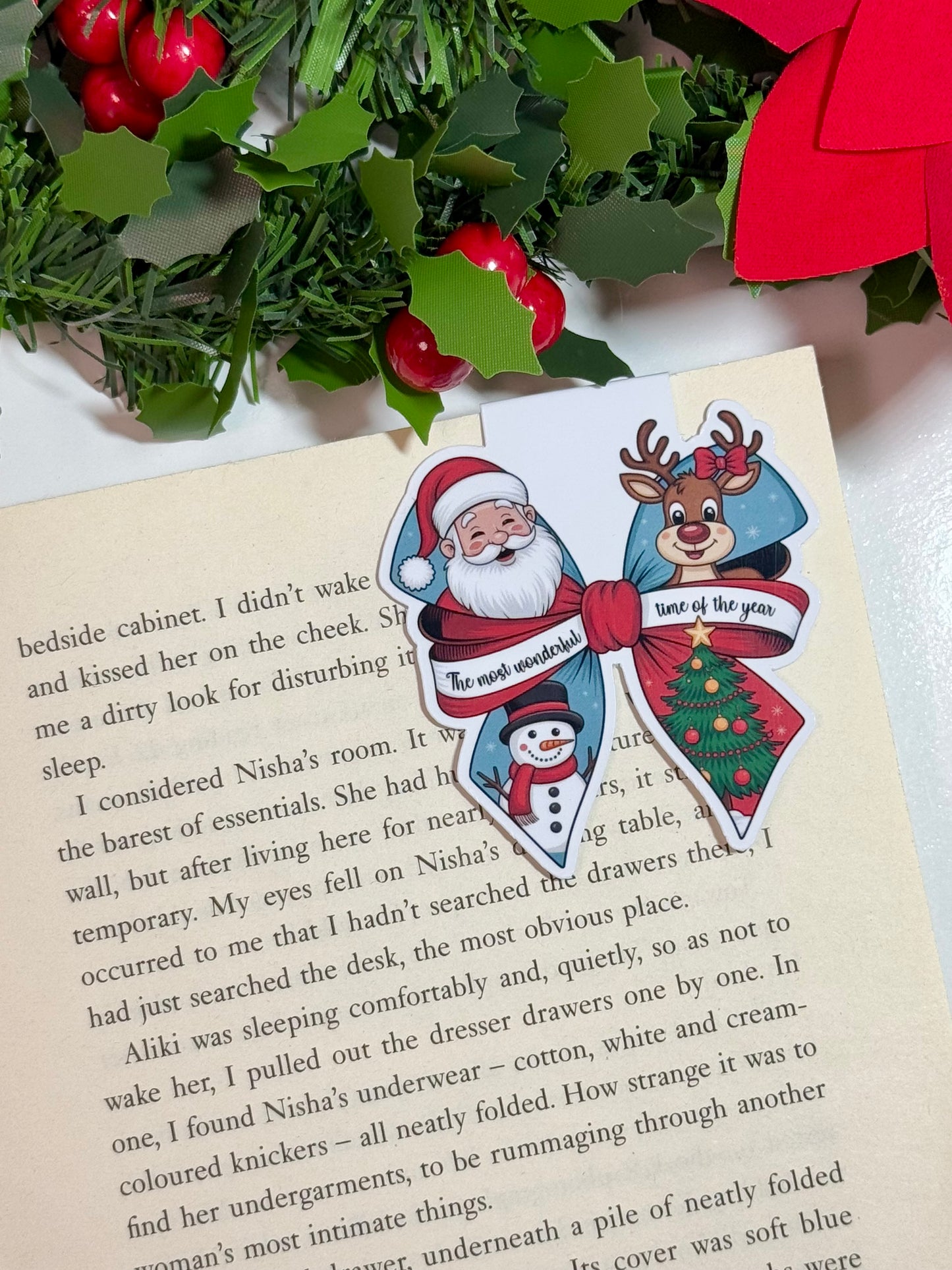 Christmas Bow Magnetic Bookmark