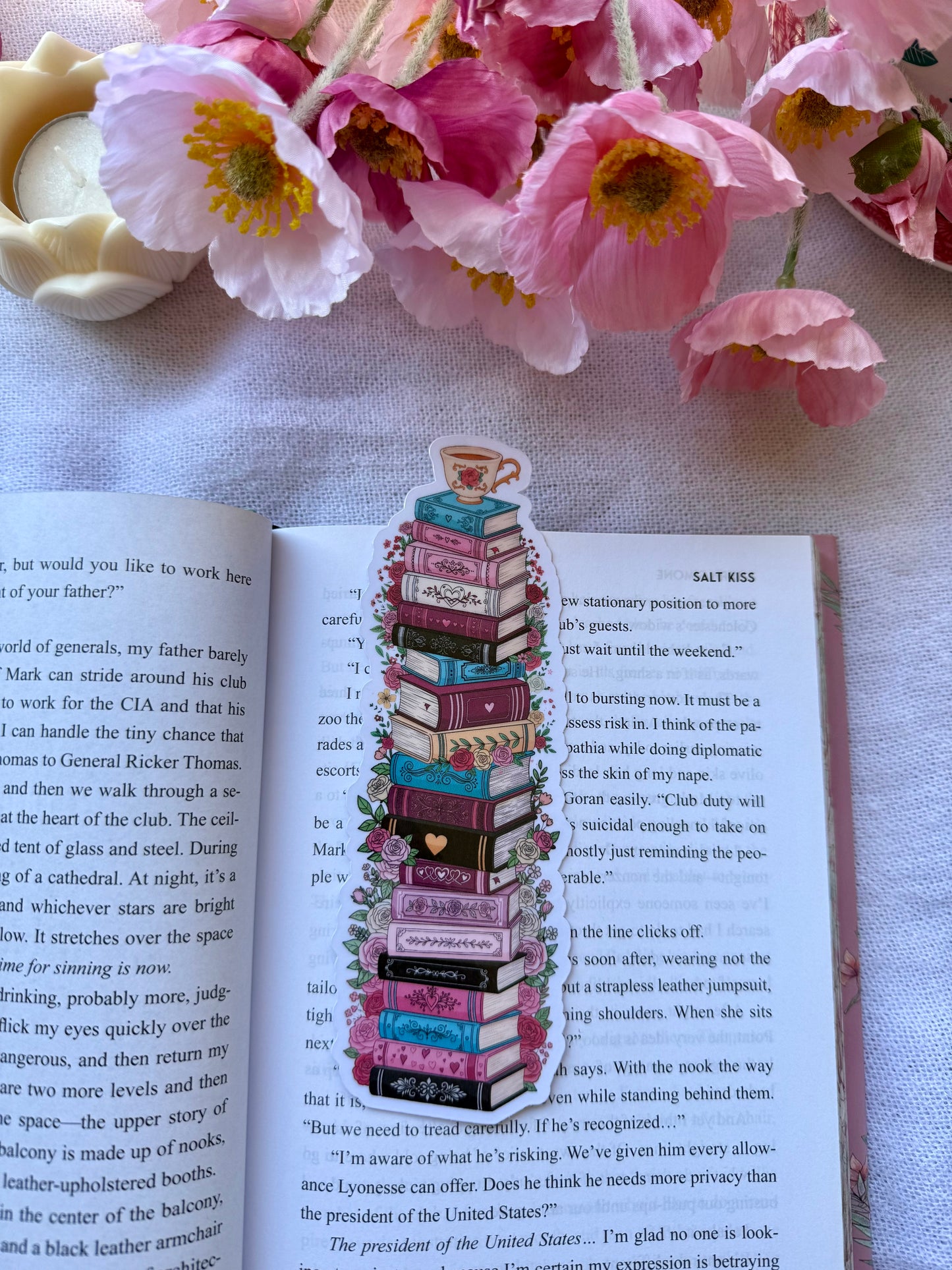 Tea and Books Die Cut Bookmark