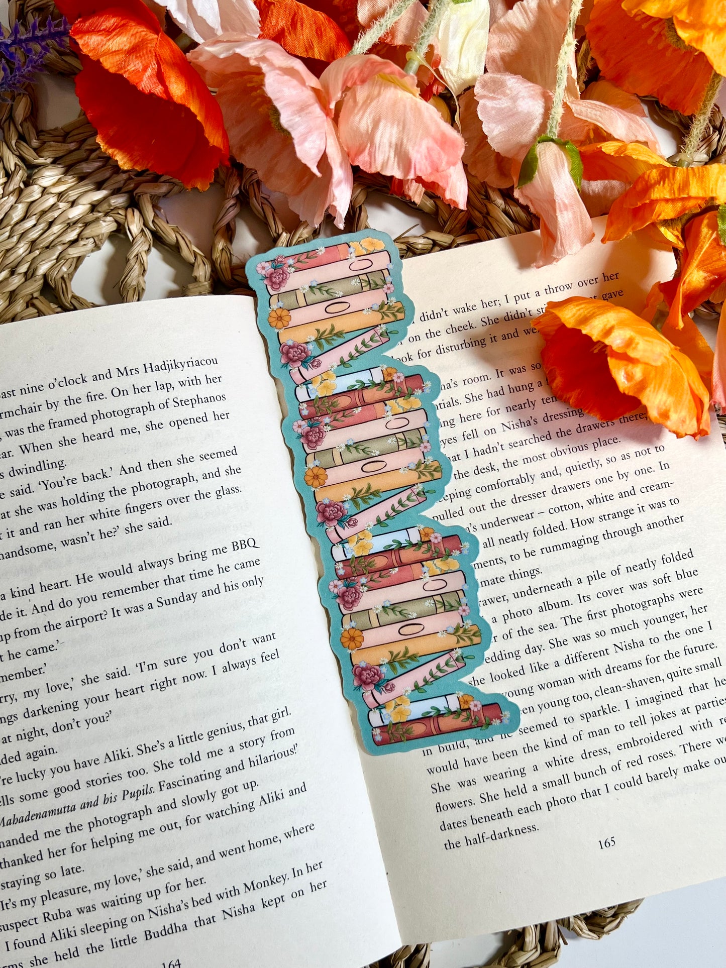 Floral Bookshelf Die Cut Bookmark