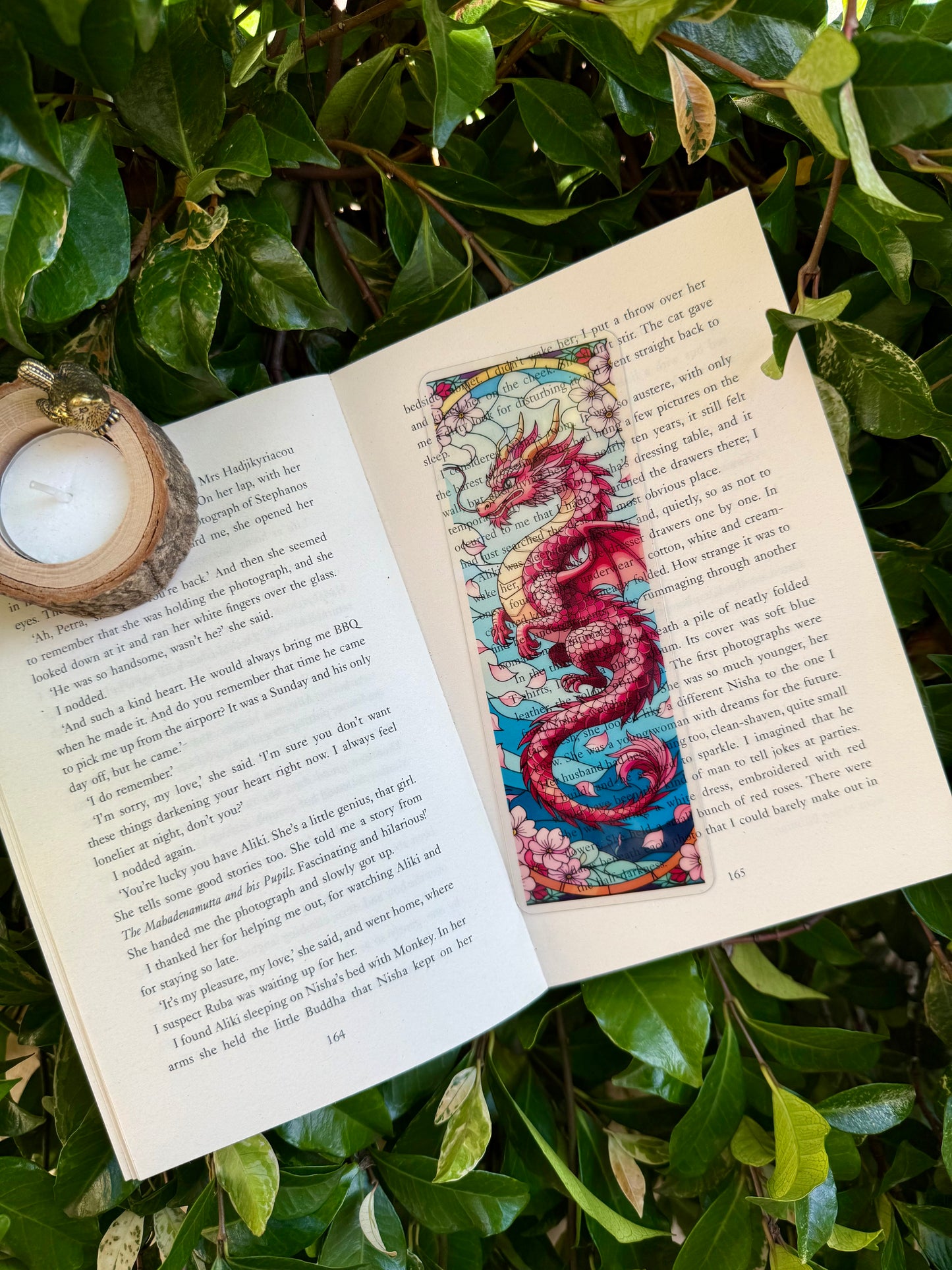 Stained Glass Style Pink Dragon Bookmark