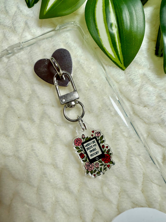 Kindle / E-Reader Charm Clip On - When I Die Delete My Kindle History