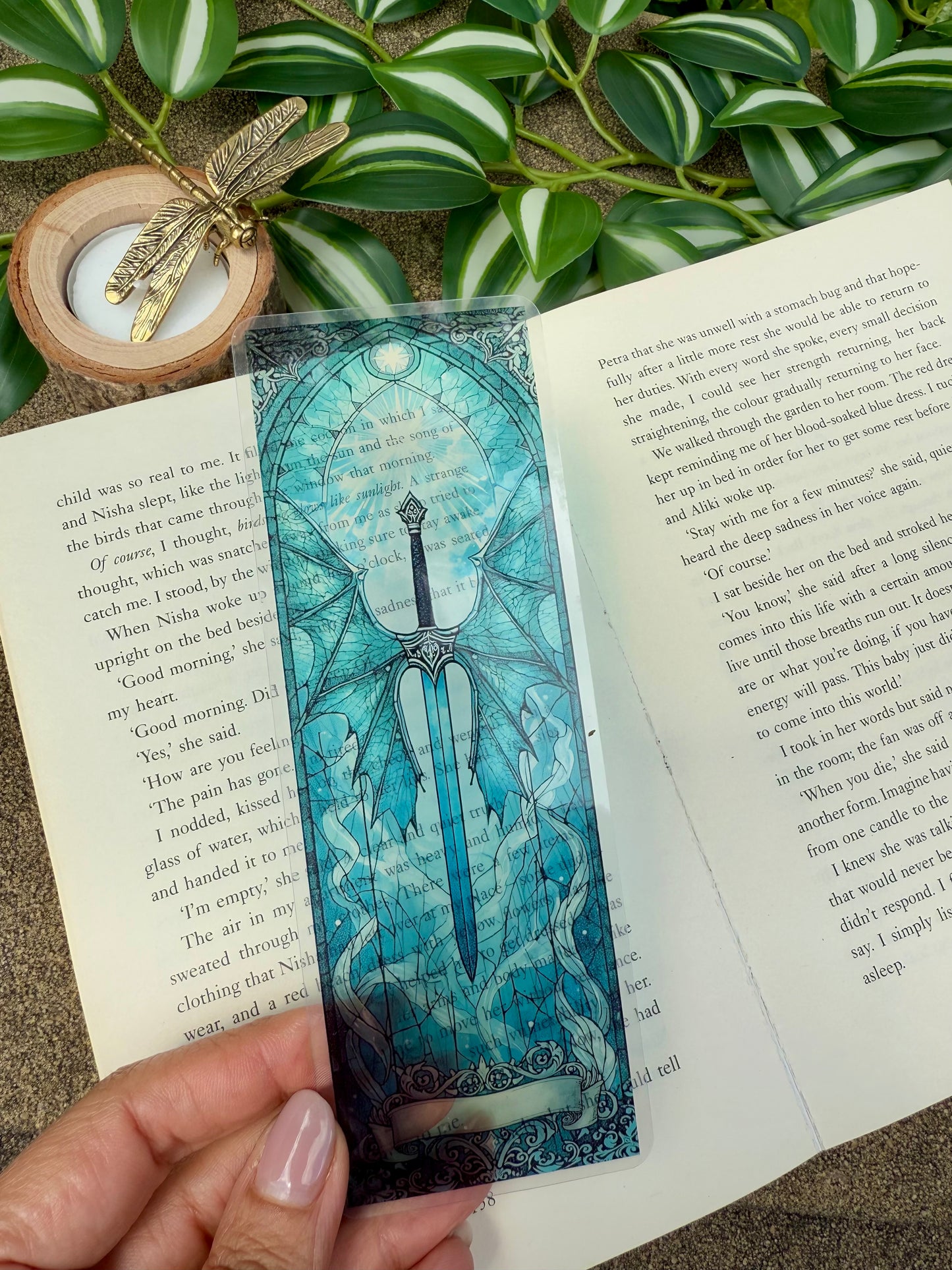 Stained Glass Style Dragon Sword Bookmark