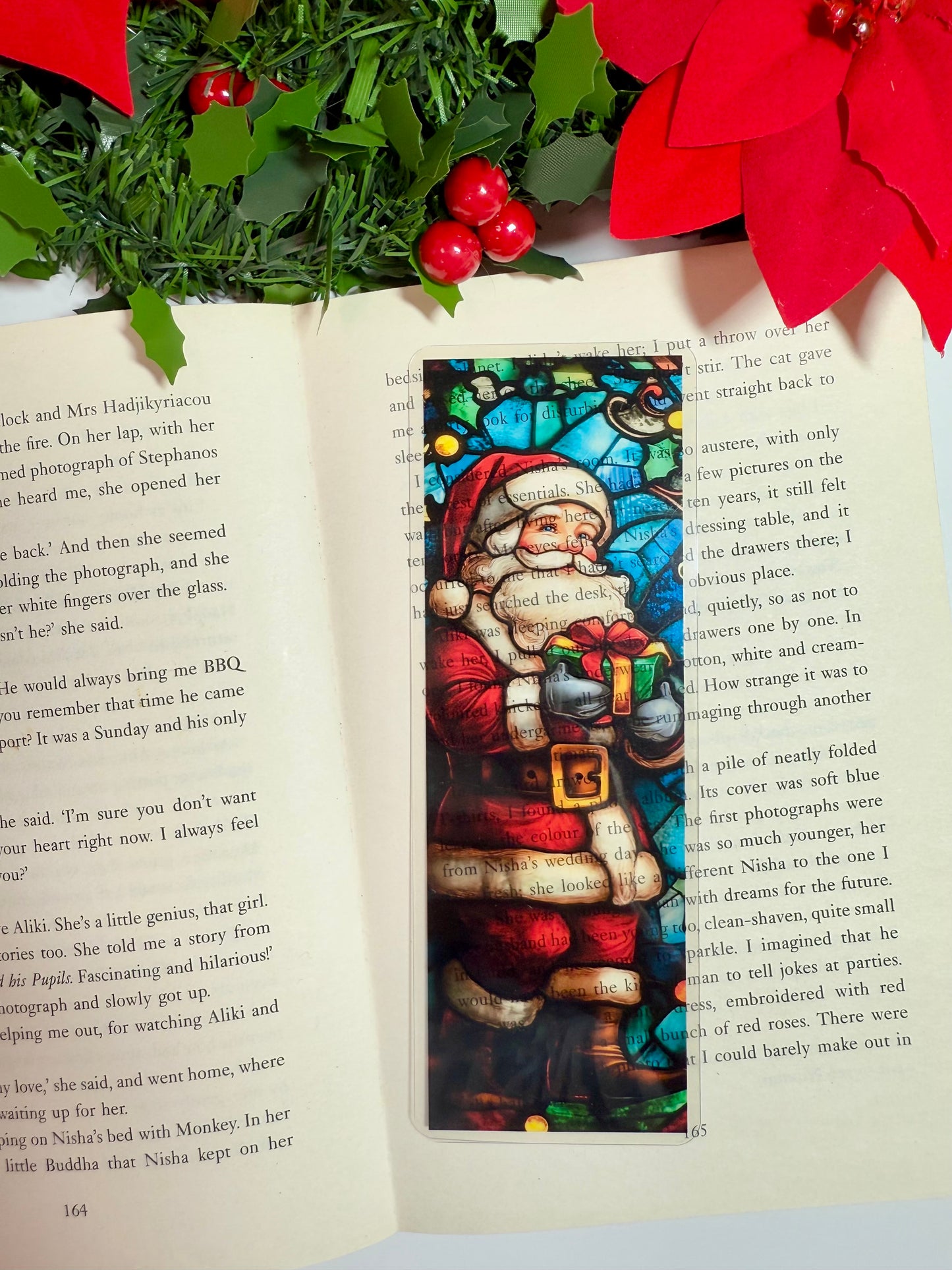 Stained Glass Style Santa Bookmark