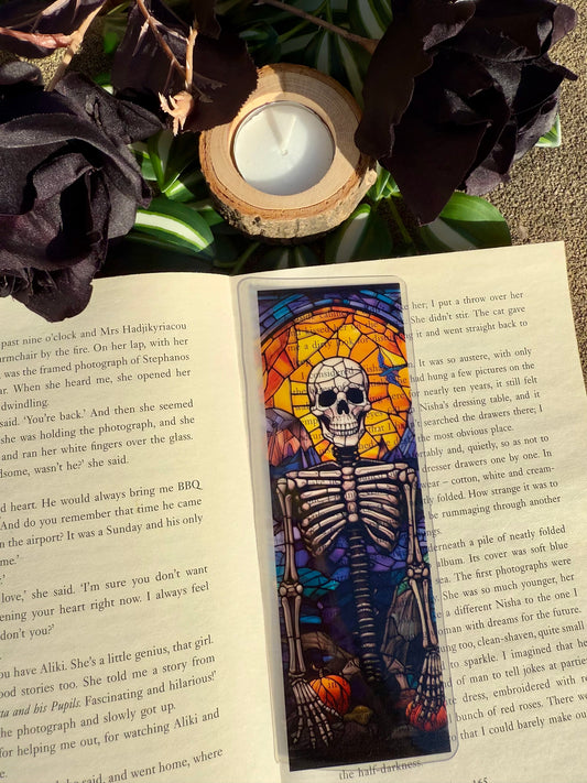 Stained Glass Style Skeleton Bookmark