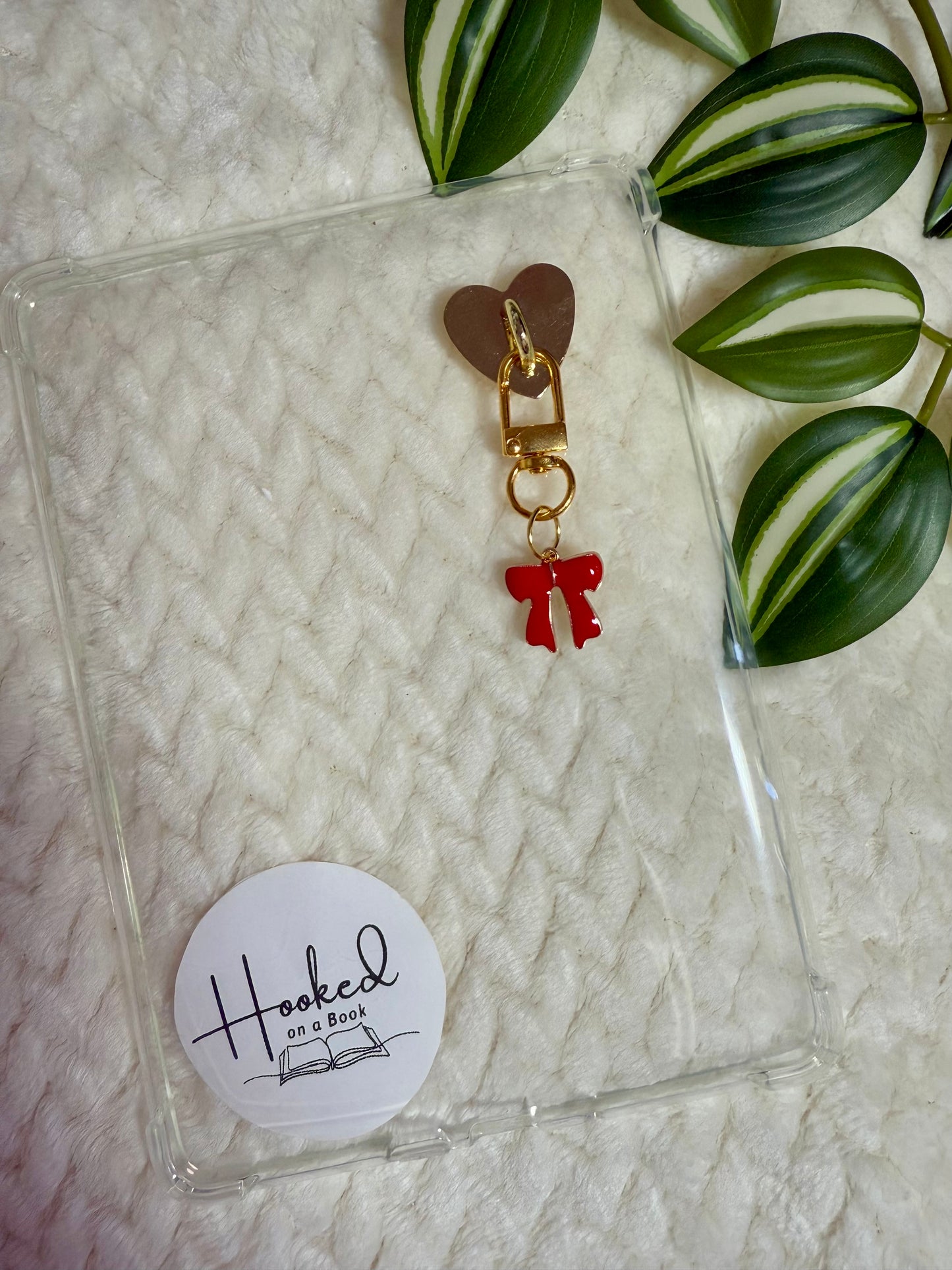 Kindle / E-Reader Charm Clip On - Red Bow
