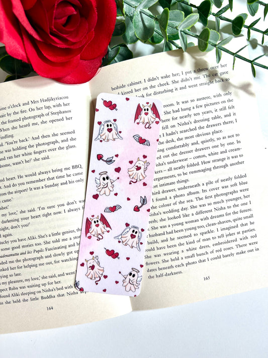 Valentines Cupid and Devil Ghost Bookmark