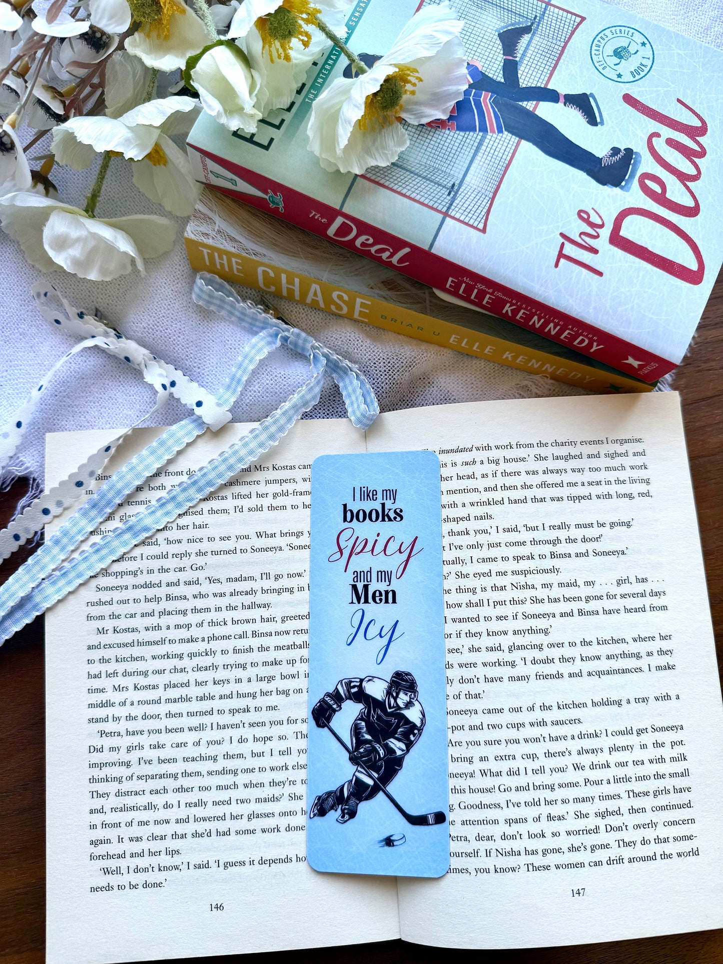 I like my books spicy and my men icy Hockey Bookmark