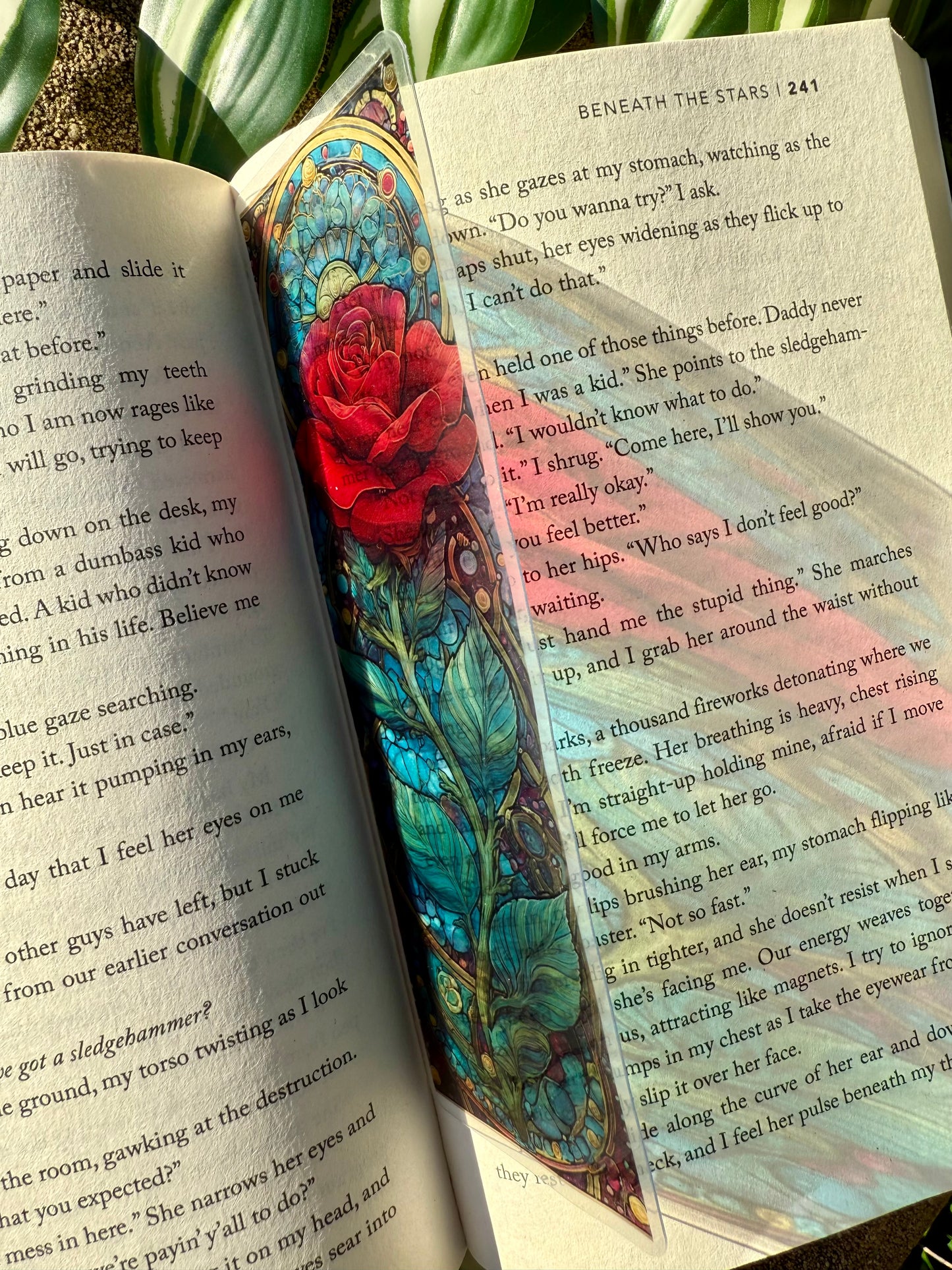 Stained Glass Style Gothic Red Rose Bookmark