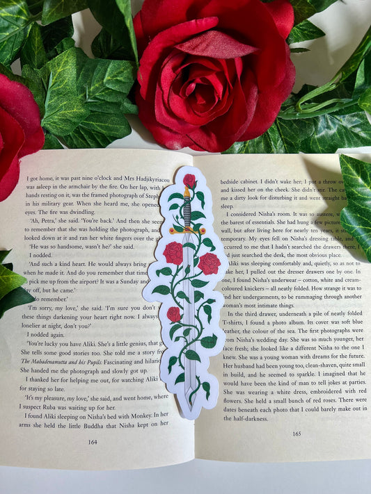 Sword and Roses Die Cut Bookmark
