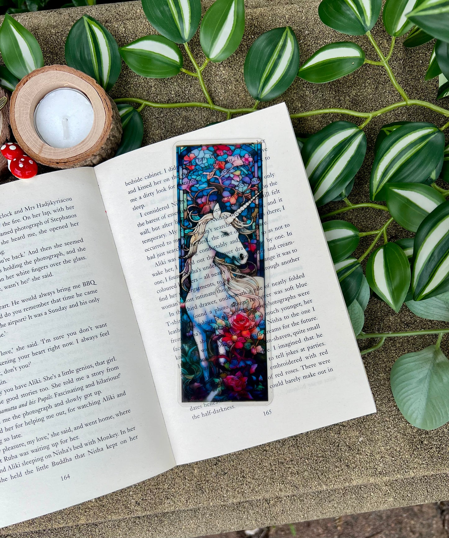Stained Glass Style Unicorn Bookmark
