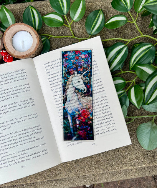 Stained Glass Style Unicorn Bookmark