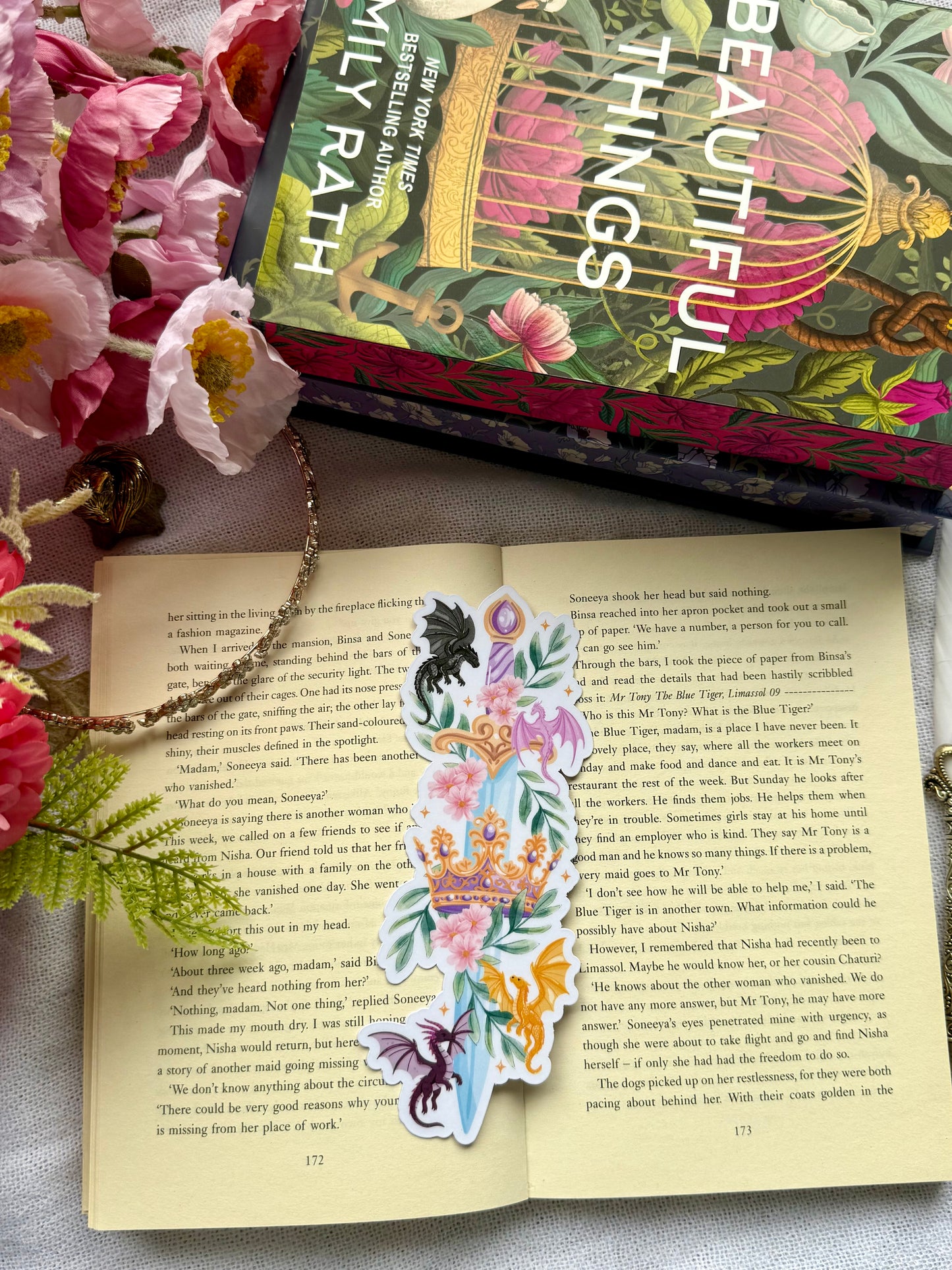 Romantasy Sword with Dragons Die Cut Bookmark