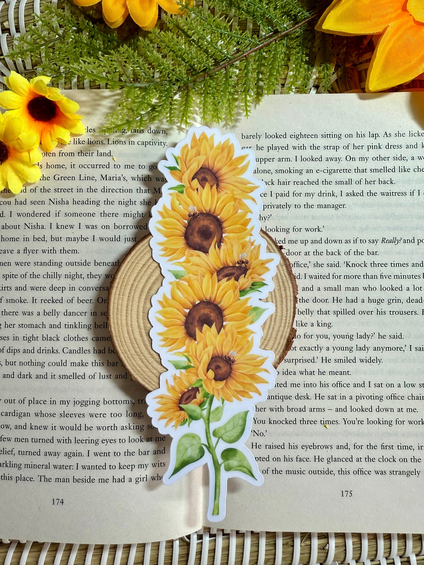 Sunflower and Bees Die Cut Bookmark