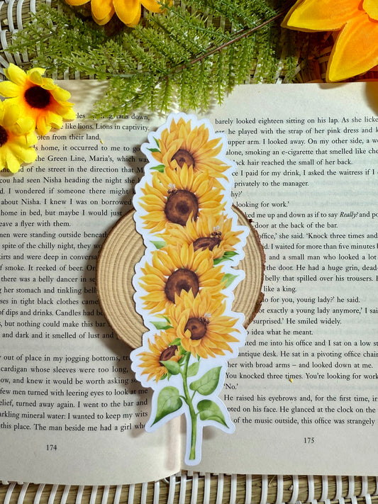 Sunflower and Bees Die Cut Bookmark