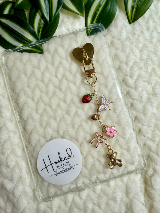 Kindle / E-Reader Charm Chain - Coquette Teddy Bear
