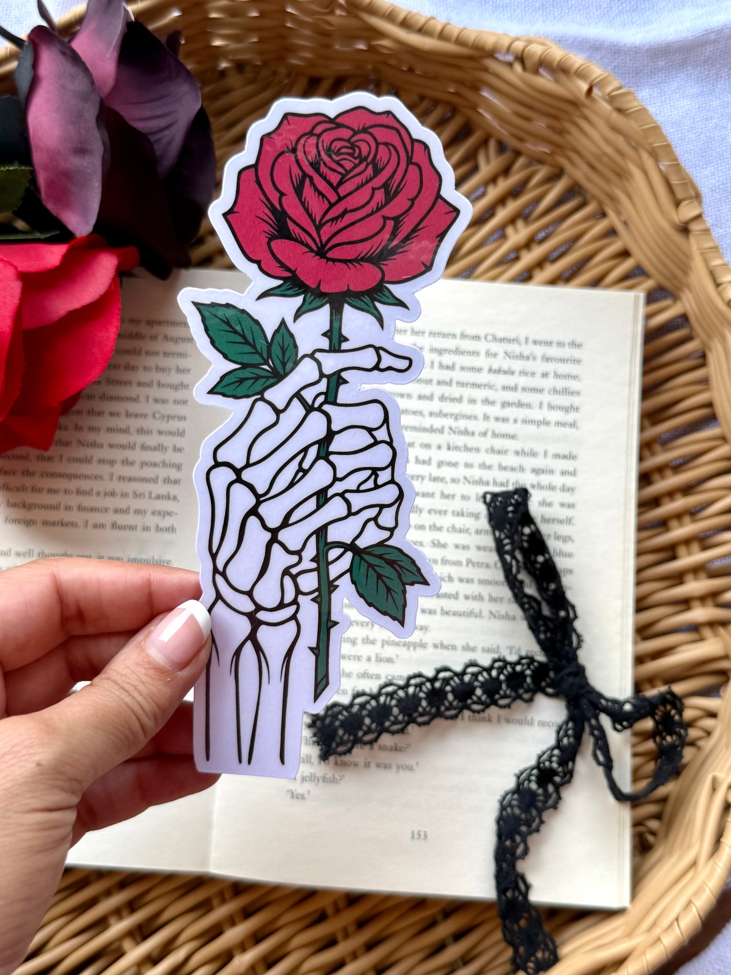 Skeleton Rose Die Cut Bookmark