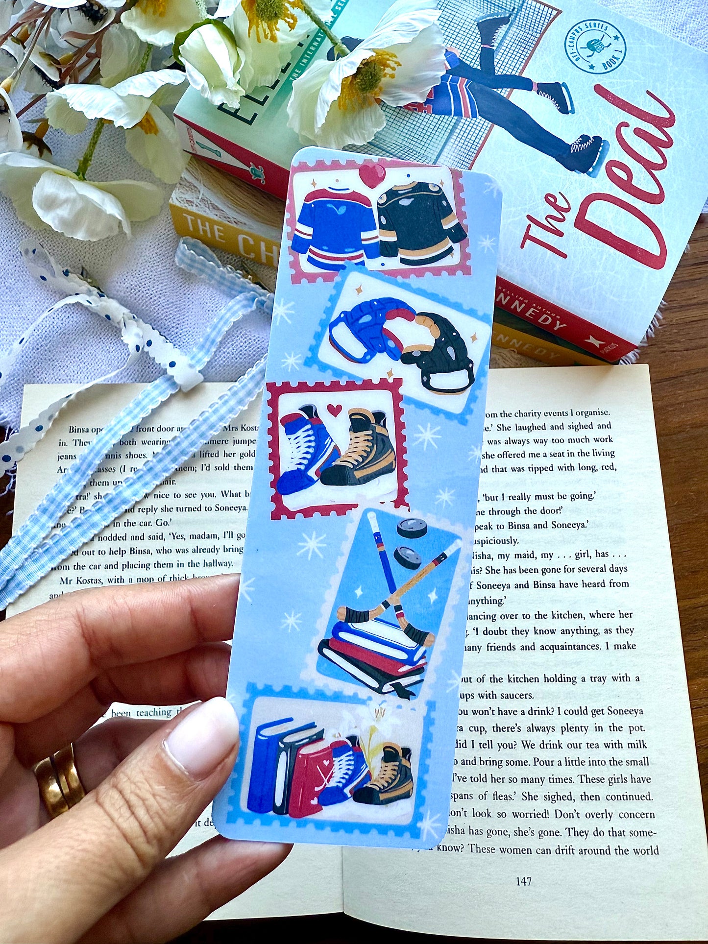 Hockey Romance Stamps Bookmark