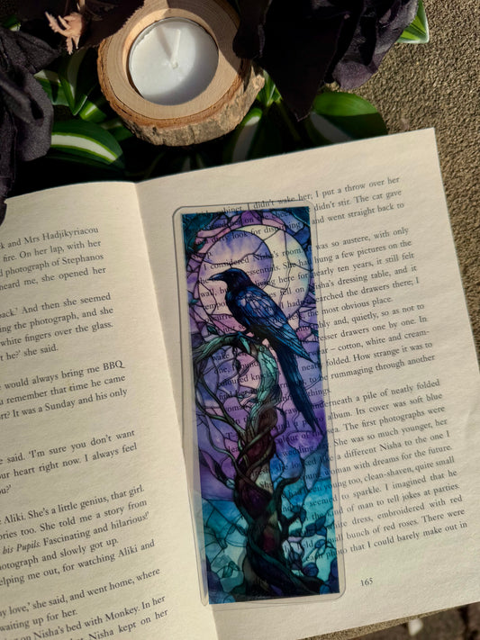 Stained Glass Style Raven Bookmark